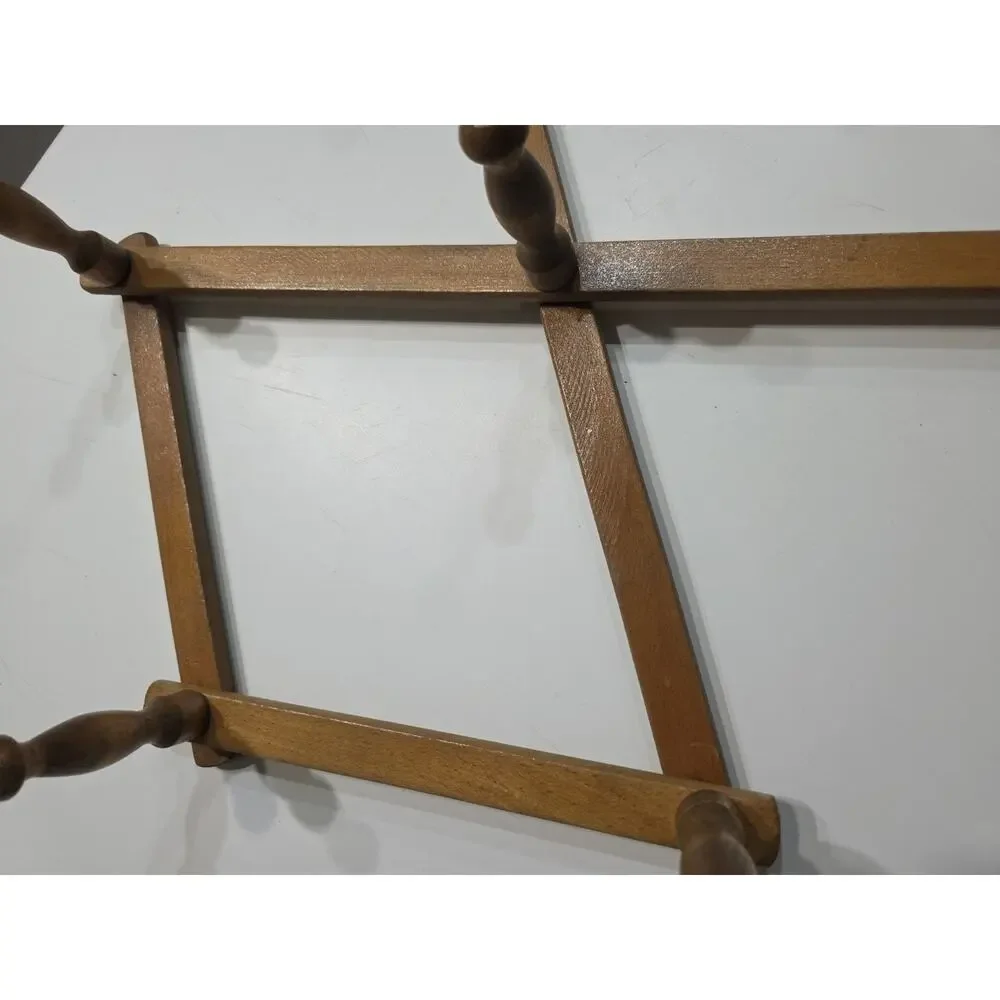 Large Accordion Peg Rack Coat Towel Hook Wooden Vintage